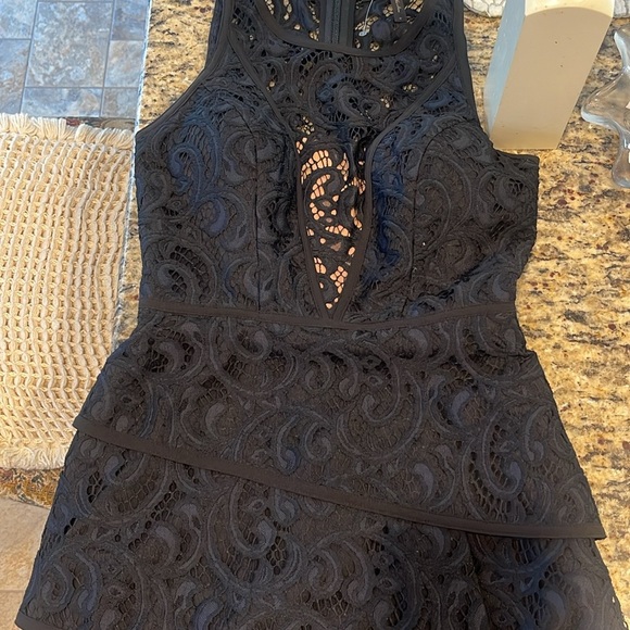 BCBG MaxAzria Hanah Layered Lace Mini Dress in Black - Picture 5 of 7
